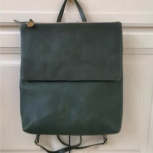 Clare V Green Leather Agnes Backpack